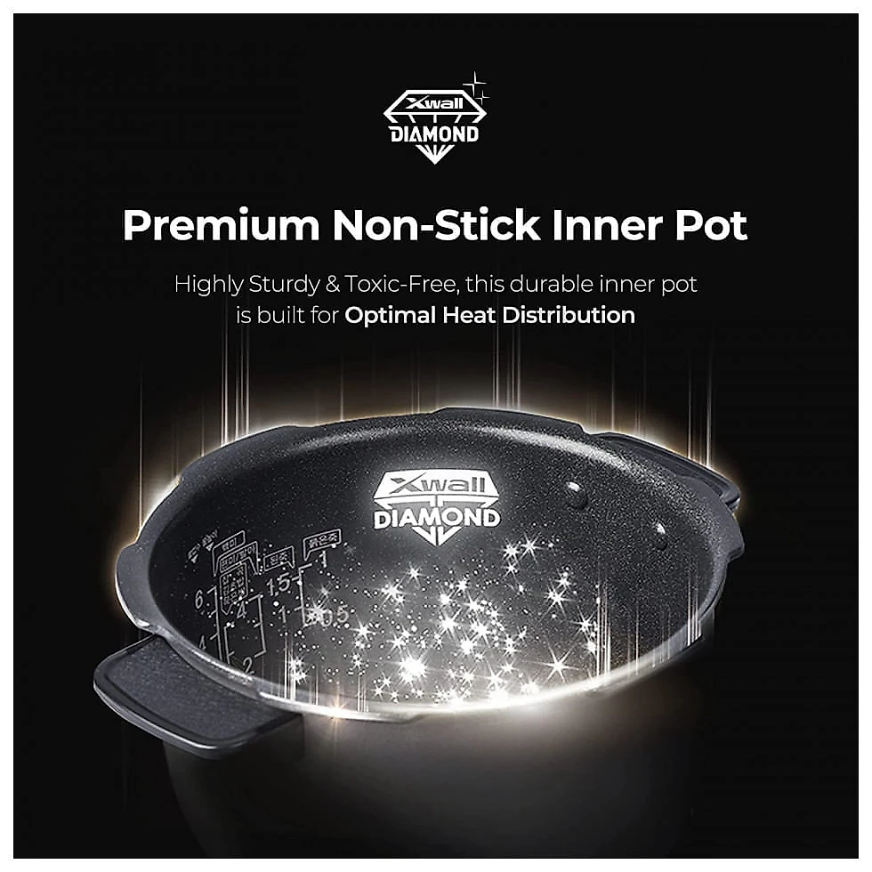 CUCKOO RT0609FB Panela de Arroz Elétrica 1.4L, com 12 Predefinições e Tela LCD, 110V, Preta
