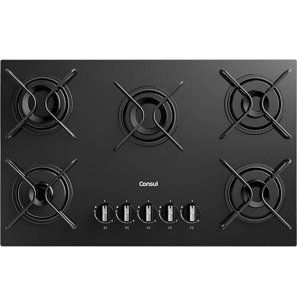 Cooktop 5 Bocas CD075BE a Gás Mesa de Vidro Temperado Consul Preto - Bivolt
