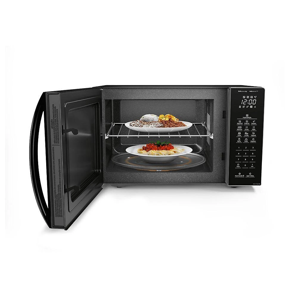 Microondas Panasonic Dupla Refeição 34L Black Glass - NN-ST66NBRU 110V