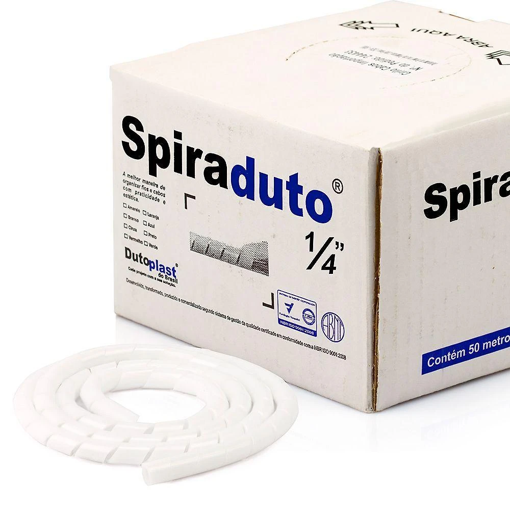 Organizador Fios E Cabos Spiraduto 1-4 Branco - 5 Metros