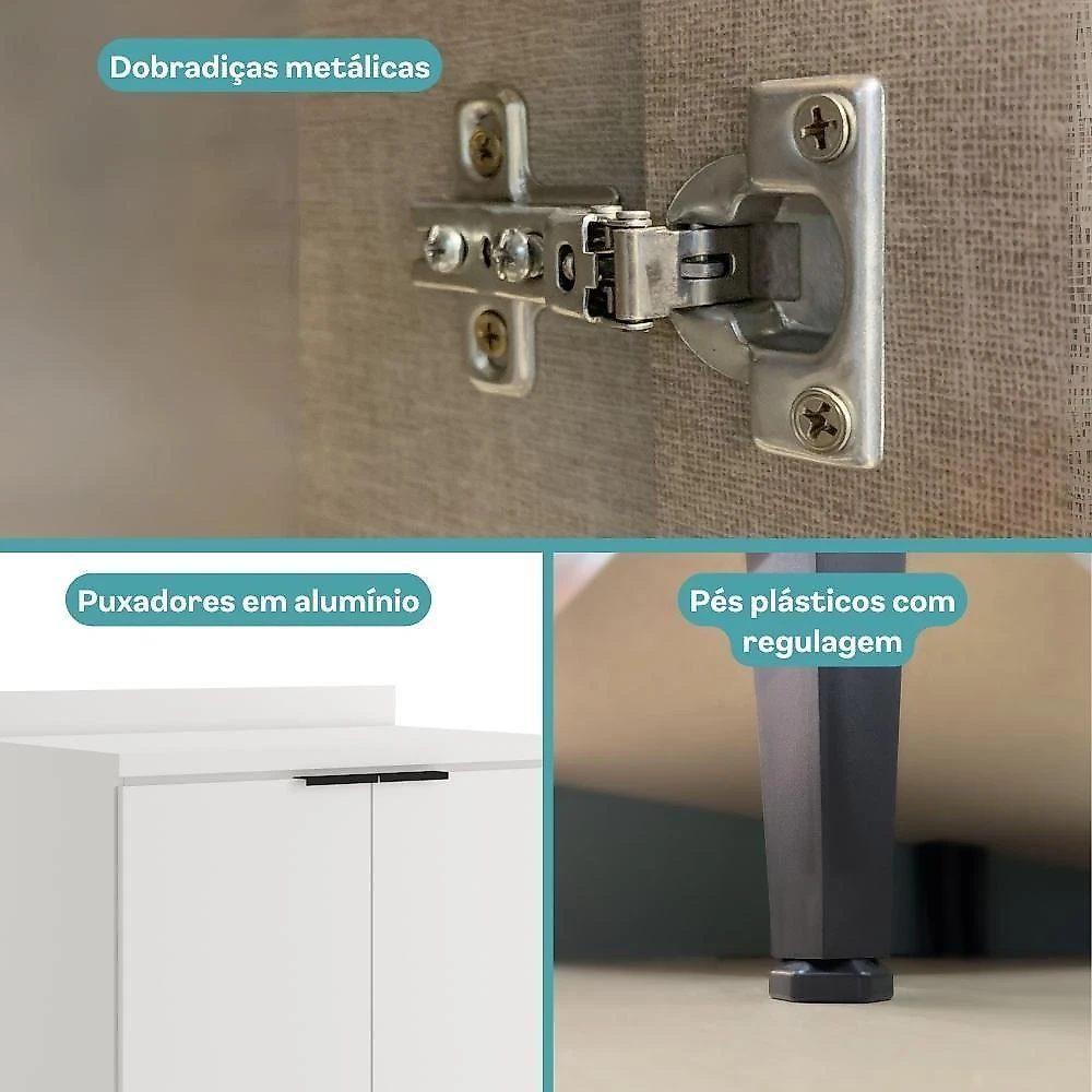 Balcão De Cozinha Miami 800mm 2 Portas Com Tampo Carraro Branco