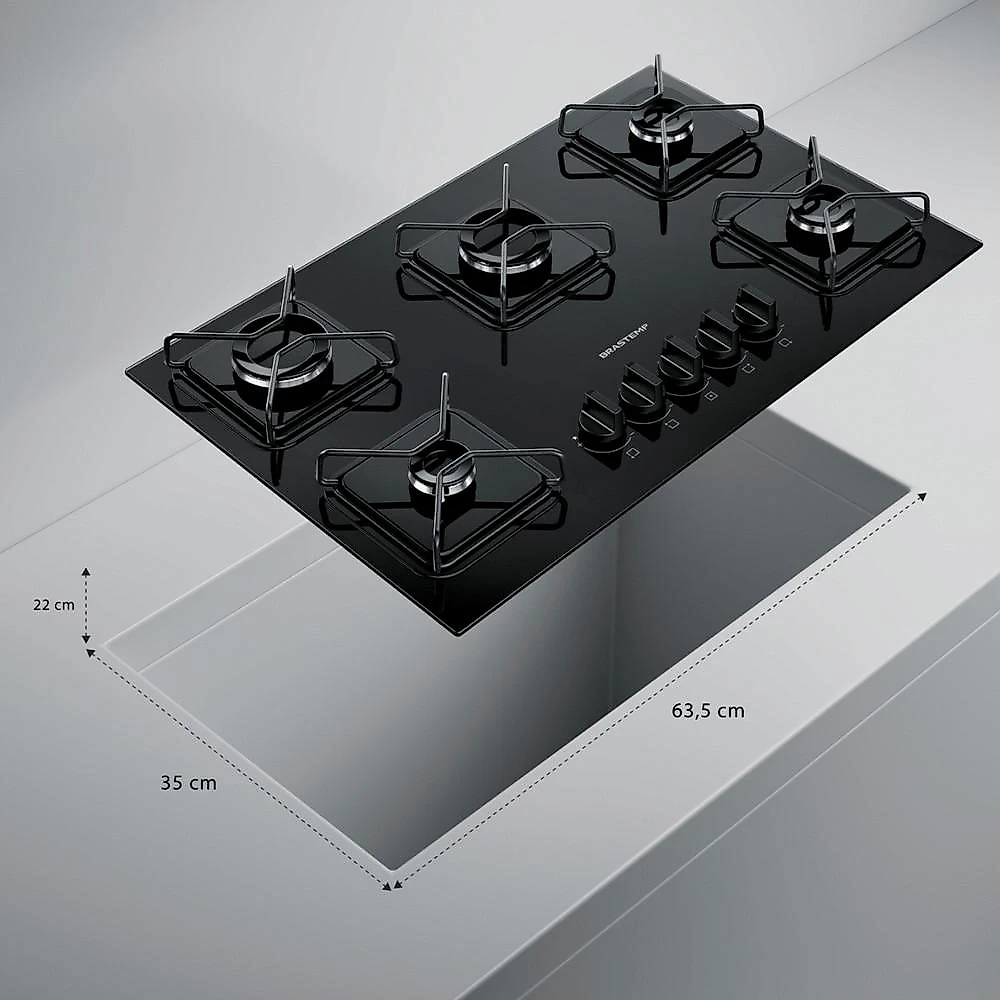 Cooktop 5 Bocas Brastemp BDD75BE Acendimento Super Automático, Preto