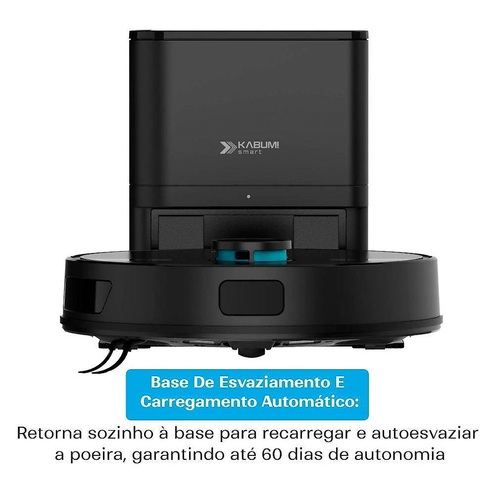 Robô Aspirador e Passa Pano KABUM! smart K800 Pro, Mapeia a Laser, Autolimpante, Recarga automática, 13000Pa, APP, 220v, Preto - KSAR81020PT