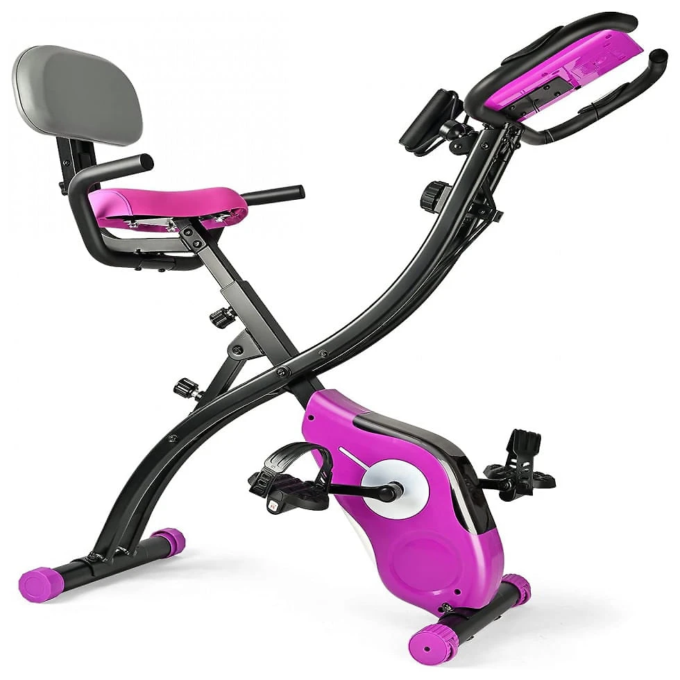 Miniatura Bicicleta Ergométrica com Tela Digital e 8 Velocidades, TECHMOO, Rosa 110v