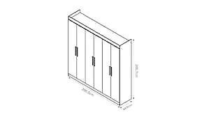 Guarda-Roupa Casal Bartira Ville 6 Portas de Bater 2 Gavetas Internas MDP - 200,5cm de Largura Avelã/Capuccino