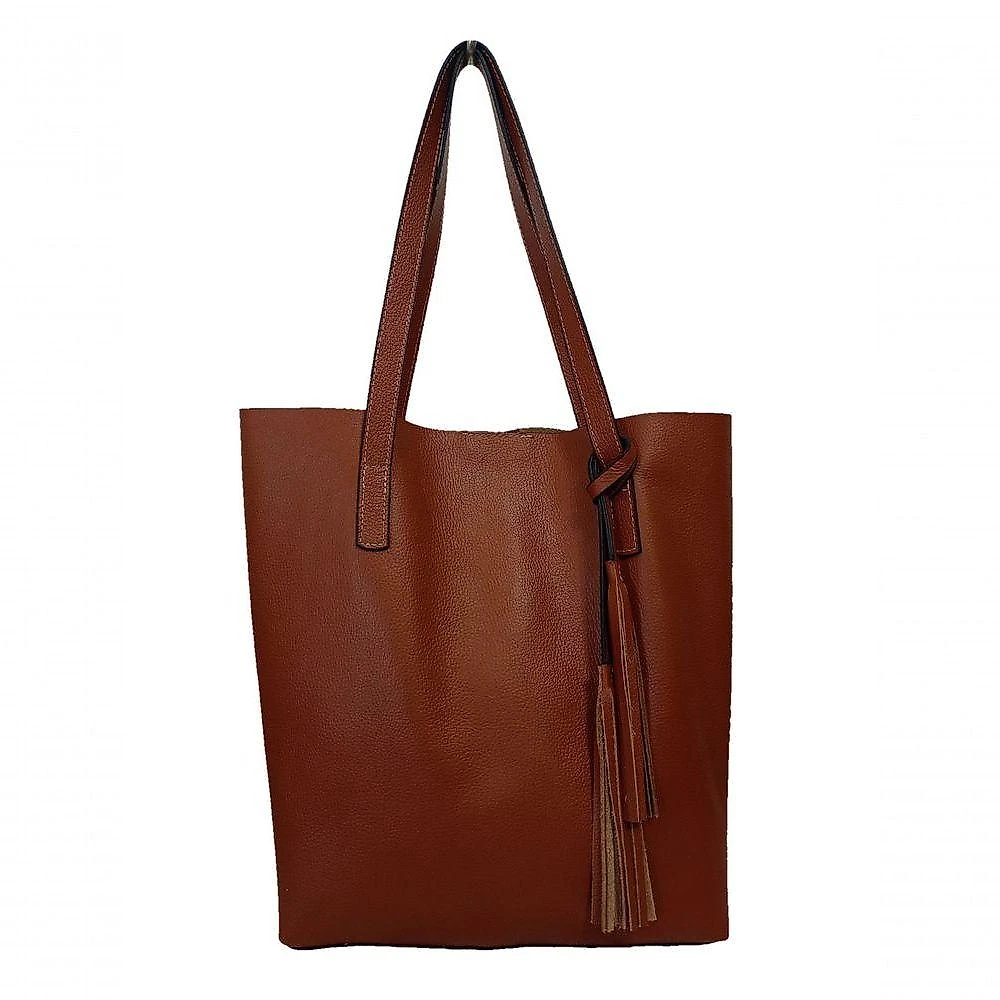 Kit Bolsa Boho Sacola E Necesseire Topgrife Couro Cor Caramelo Tamanho único