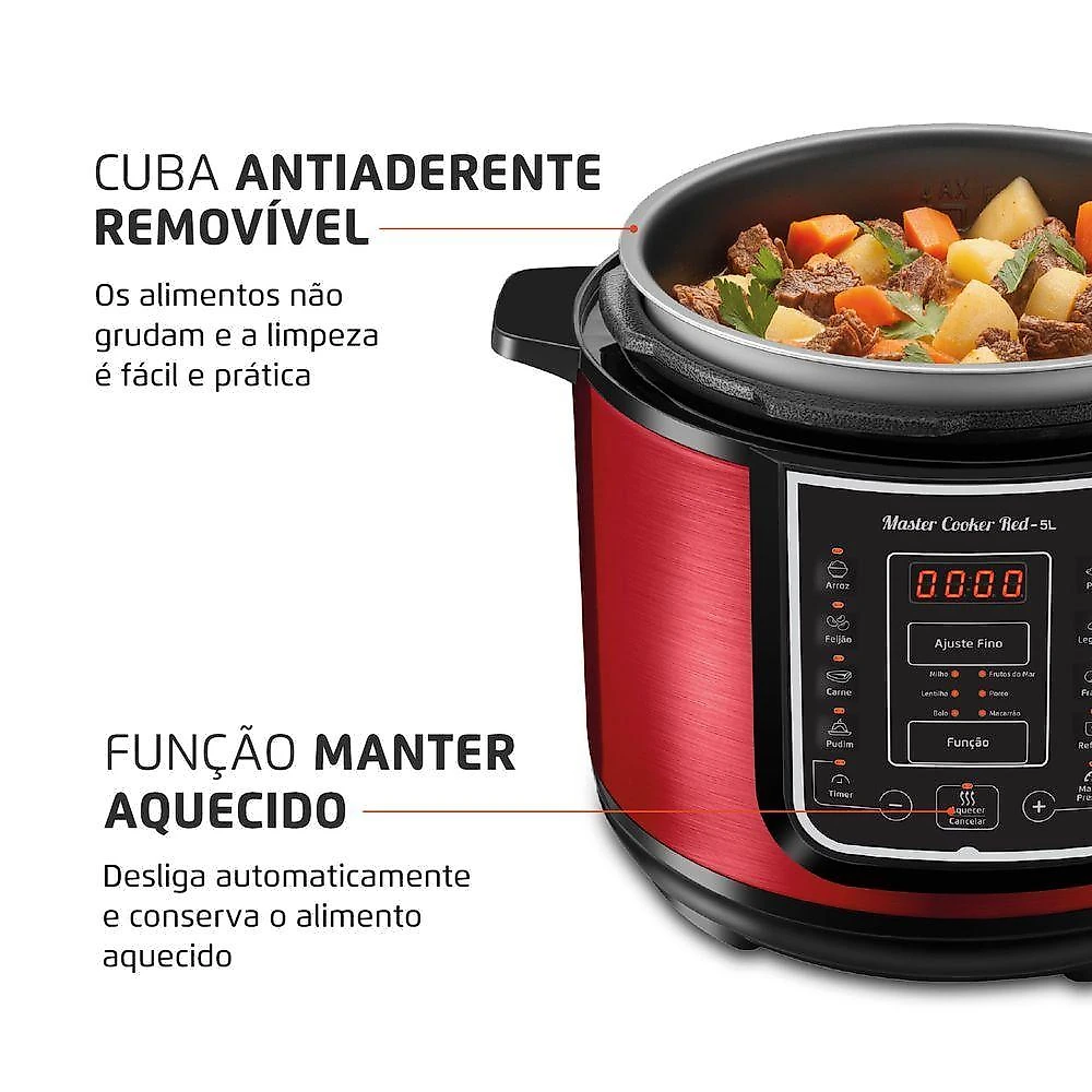 Panela De Pressão Elétrica Mondial Master Cooker Red Pe-39 Vermelho/Inox 127V
