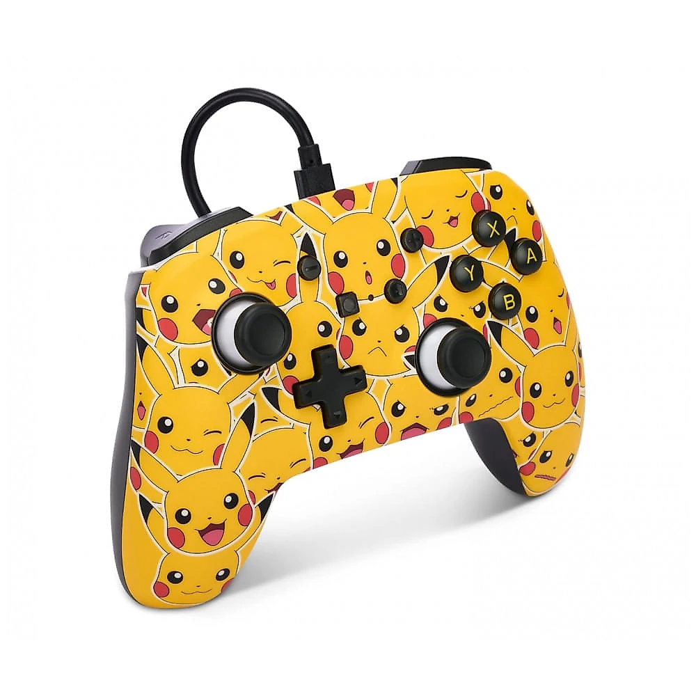 Controle com fio PowerA Enhanced para Nintendo Switch Pikachu Moods com entrada de áudio e botões avançados mapeáveis