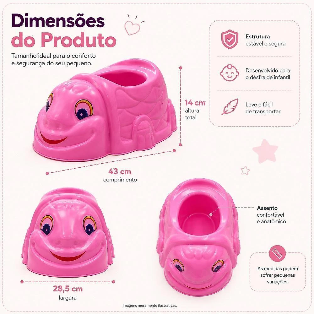 Troninho Pinico Infantil Anatômico para Desfralde Assento Confortável Base Ampla Estrutura