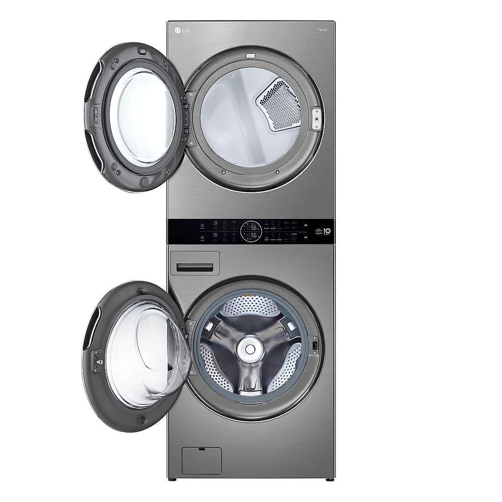 Lava e Seca Smart LG WashTower™ 17kg Aço Escovado com Inteligência Artificial AIDD™ WK17VS6A 220V