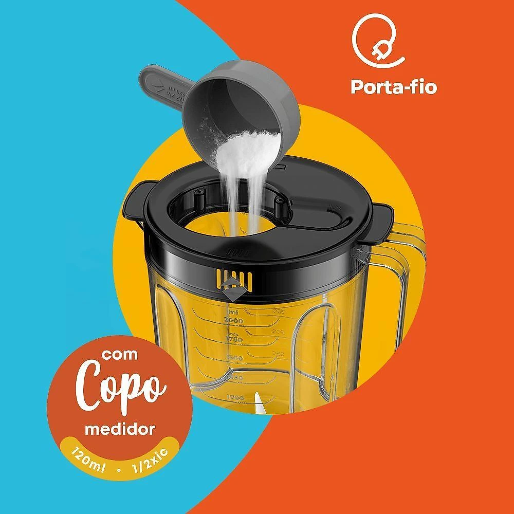 Liquidificador Cadence LIQ200 800W 2,5L 5 Velocidades Preto 110V