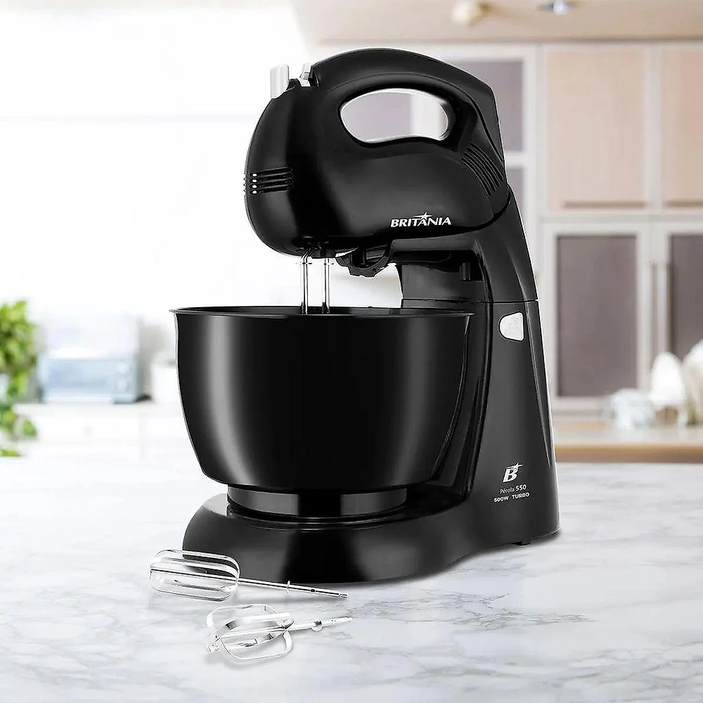 Batedeira Convencional Britânia Pérola 550 Turbo 4,3L 500W Preto 220V