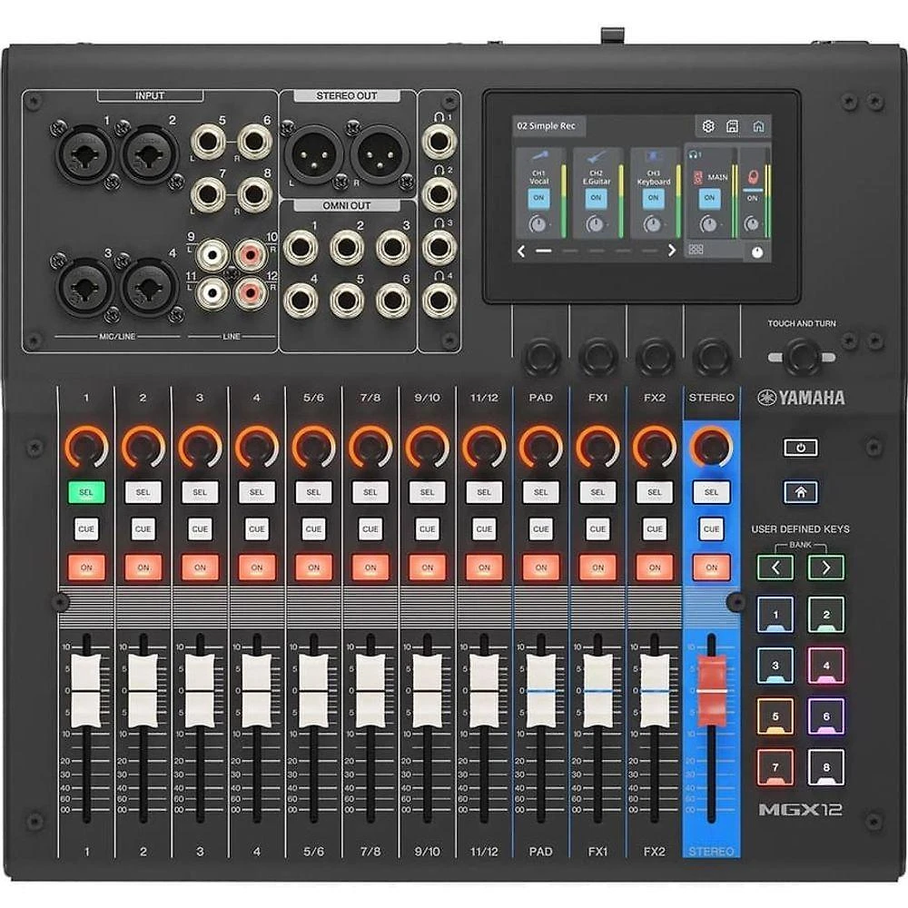 Mesa de Som Digital Yamaha MGX12 12 Canais Tela Touch Preto