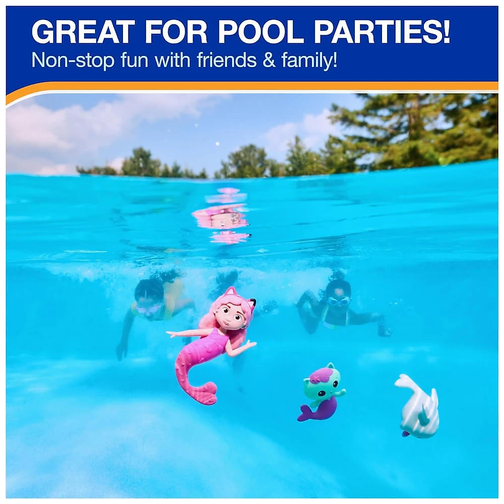 Kit de Mergulho para Piscina SwimWays Gabbys Dollhouse Dive Characters 3Pack - Brinquedos de Água e Acessórios para Festas na Piscina
