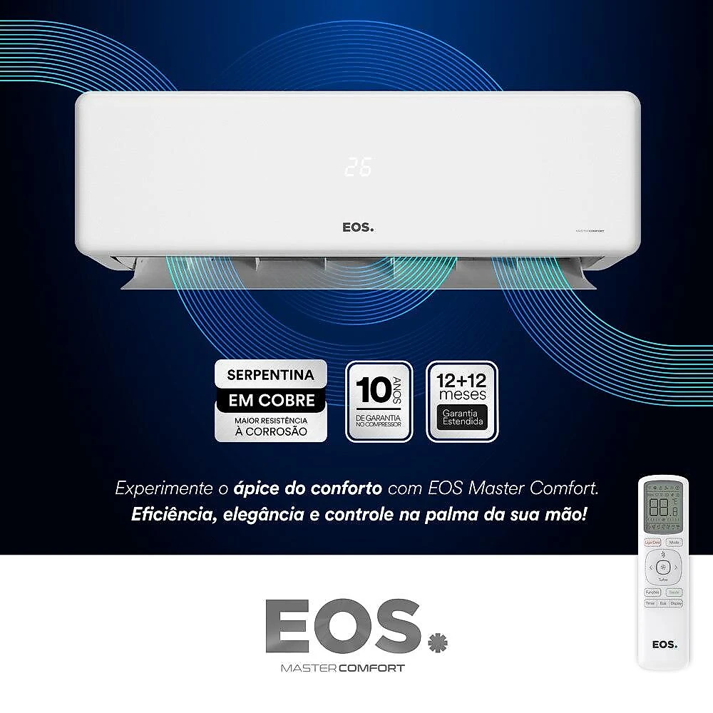 Ar-Condicionado Split 9000 BTUs EOS Master Confort On/Off High Wall Só Frio EASM9000FI/EASM9000FE 220V