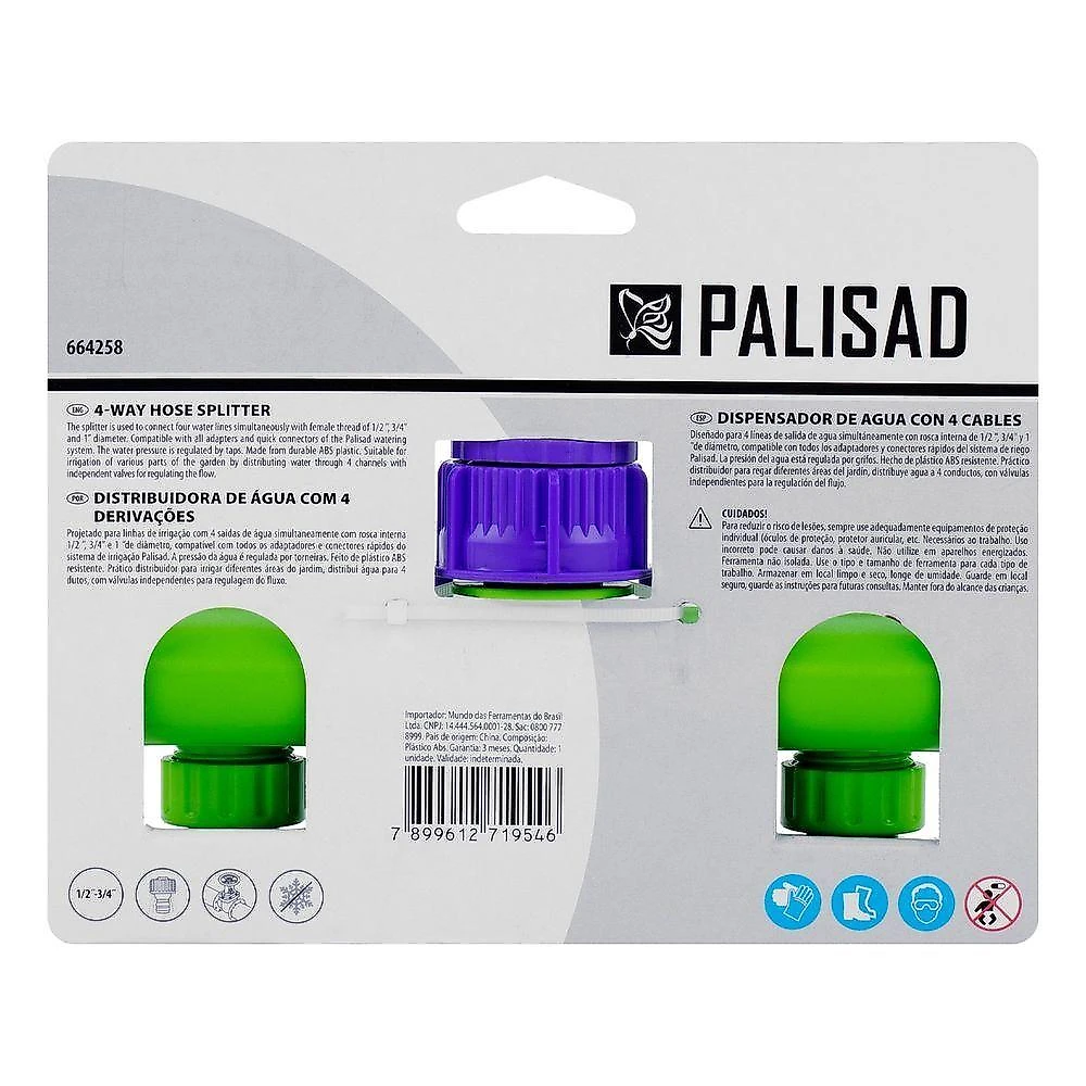 Distribuidor de Água 664258 4 Derivações com Reguladores Giratórios Palisad 1-2-3-4