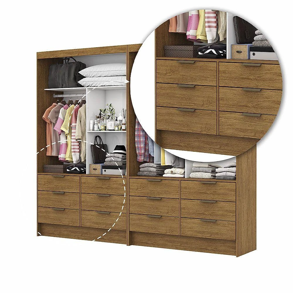 Closet Casal Sevilha 4 Portas Premium 12 Gvts Carioca Móveis Cinamomo