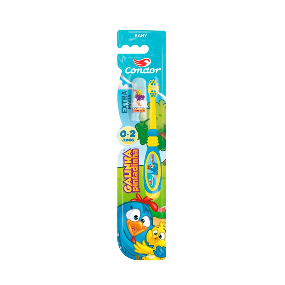 Escova Dental Condor Baby Galinha Pintadinha 0 a 2 Anos Extra Macia Cores Sortidas 1 Unidade