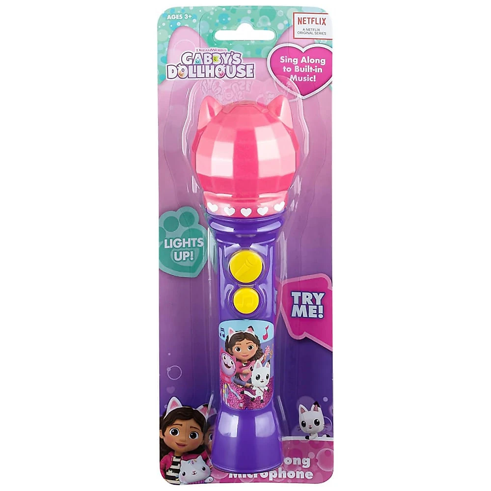 Microfone de Brinquedo DreamWorks Gabbys Dollhouse para Crianças, Brinquedo Musical para Meninas com Canção Incorporada, eKids