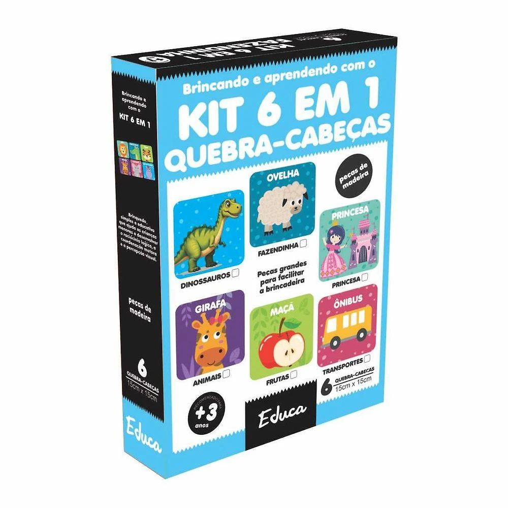 Kit Quebra-cabeças Modelo Frutas 6 Unidades com 4 Peças Amarelo So Frutas