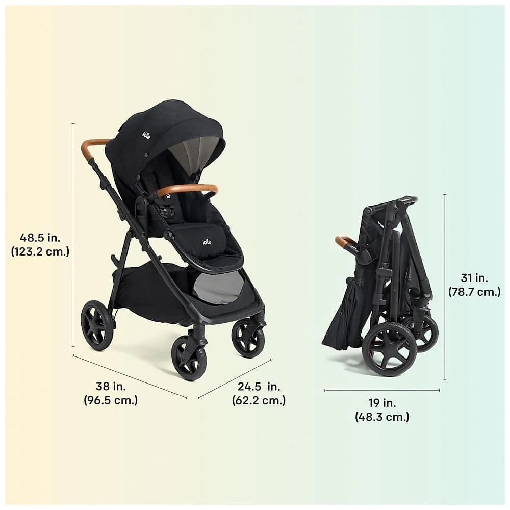 Carrinho Joie Ginger Marrom 4-em-1 Pramette do Nascimento até 22,7 kg com Rodas Todo Terreno