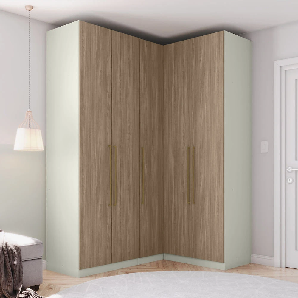 Guarda Roupa Modulado De Canto 5 Portas 3 Gavetas Bellagio Casa 812