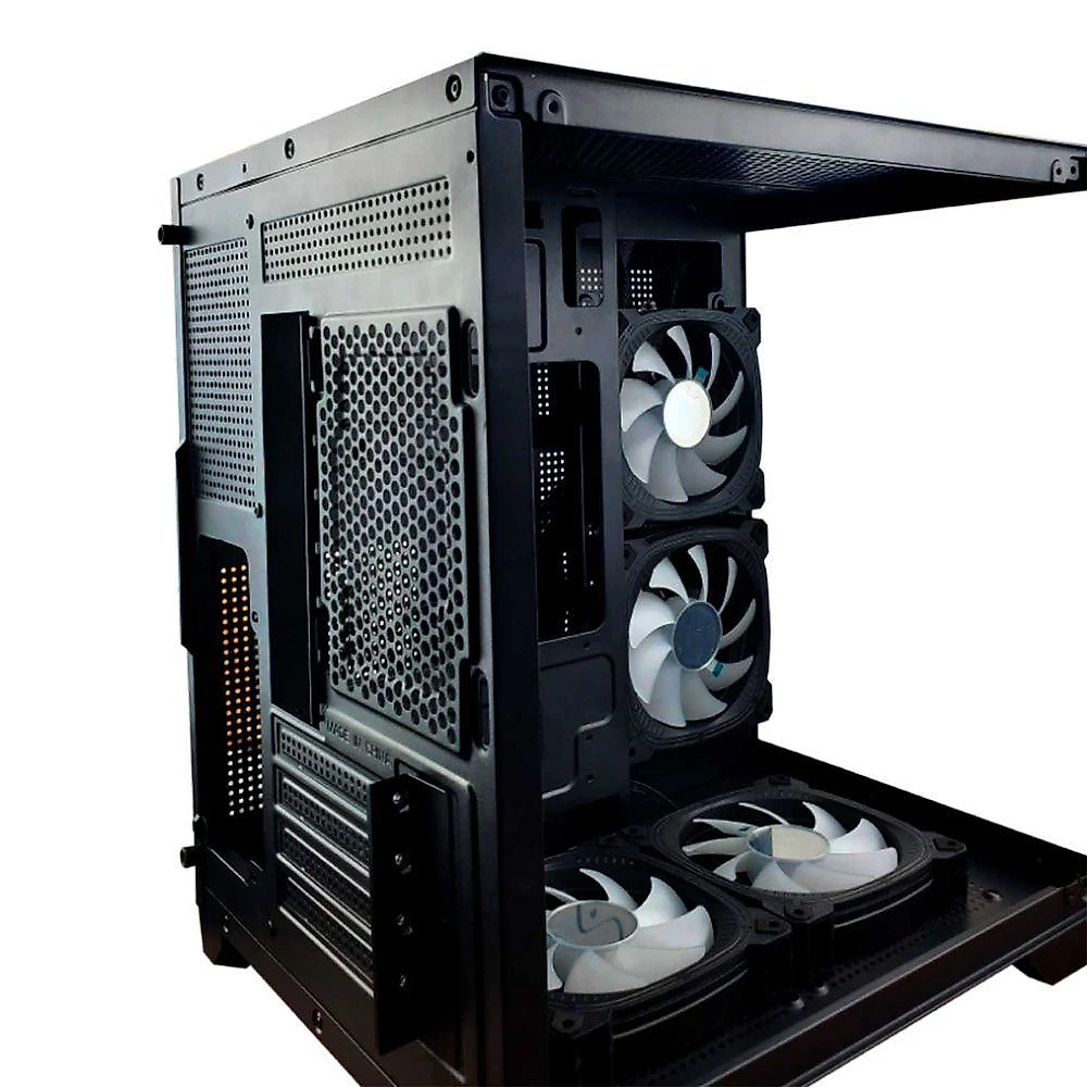 Gabinete Gamer Aquário Hayom Gb1790, 4x Fans Rgb, Lateral E Frontal Em Vidro Temperado, Micro Atx - Preto