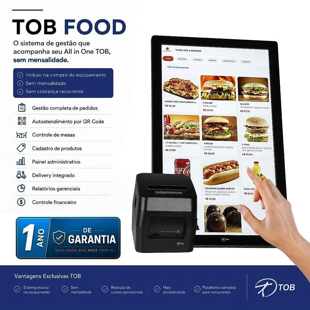Computador All In One Touch TOB Intel Celeron N5095 8GB SSD 120GB Linux 22 Polegadas