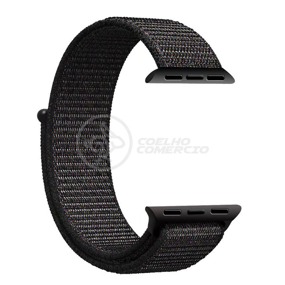 Pulseira Nylon Para Iwo Smartwatch 42mm 44mm - Preto