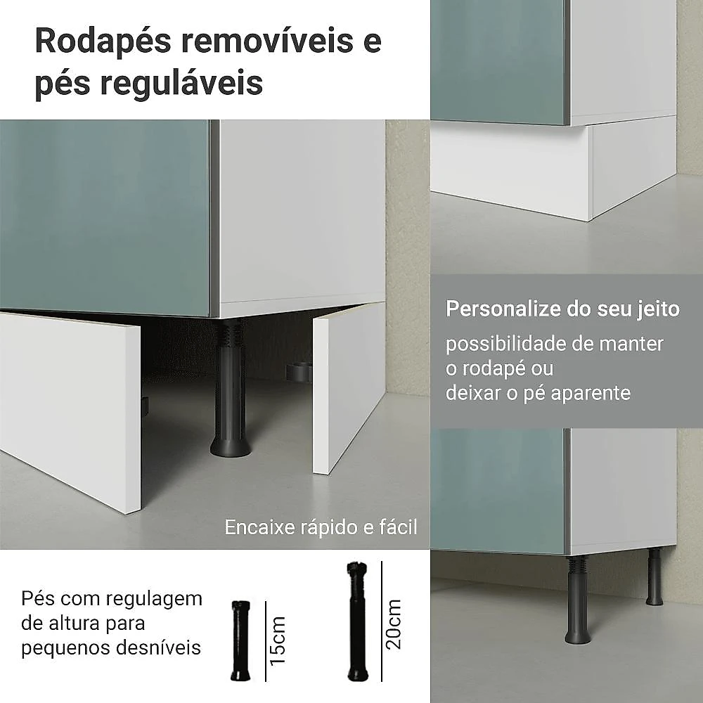 Armário de Cozinha Completa 310 cm  Lux Madesa 03 Branco/Cinza