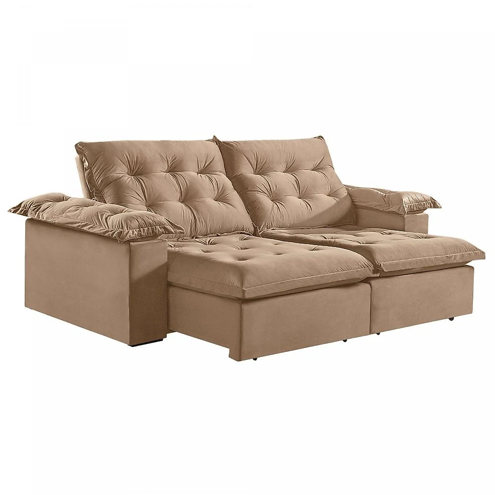 Sofá Modulado Retrátil e Reclinável 290cm Genebra Sofá Retrátil e Reclinável 290cm M147 Martins Estofados Veludo/Capuccino