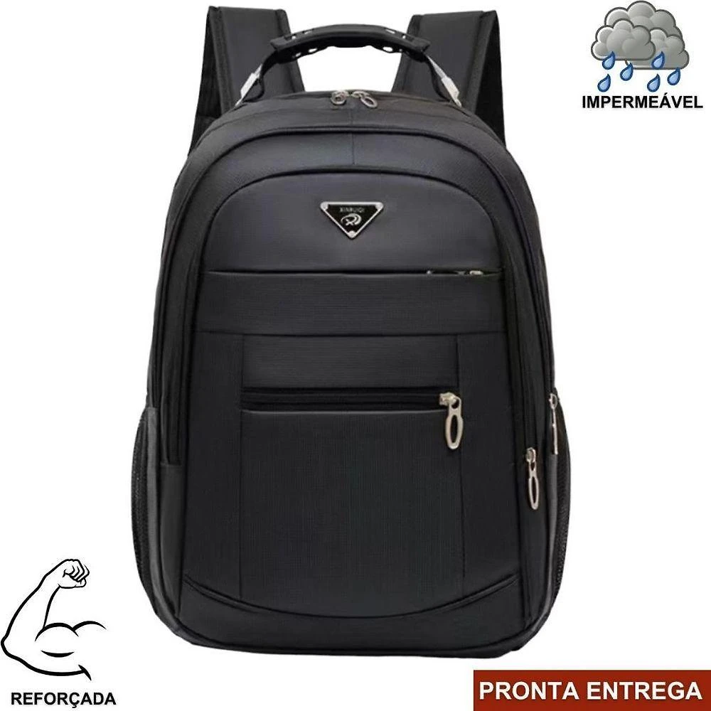 Kit 2 Mochilas para Viagem OEM Modelo 01 Impermeável Reforçada 40x30x25cm Preto Universitário