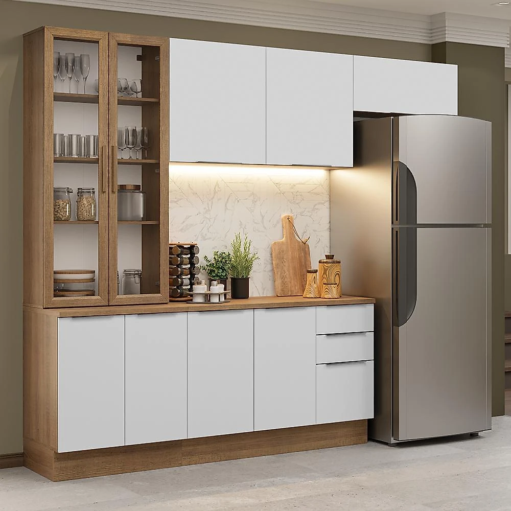 Armário de cozinha completa 270cm rustic/branco stella madesa 11