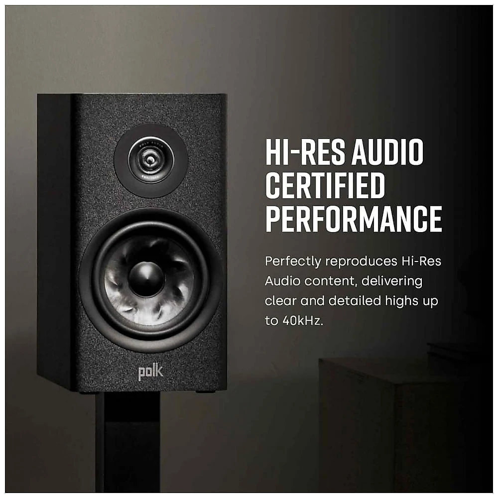 Caixas de som bookshelf Polk Audio Reserve R200 pretas para home theater estéreo 200W