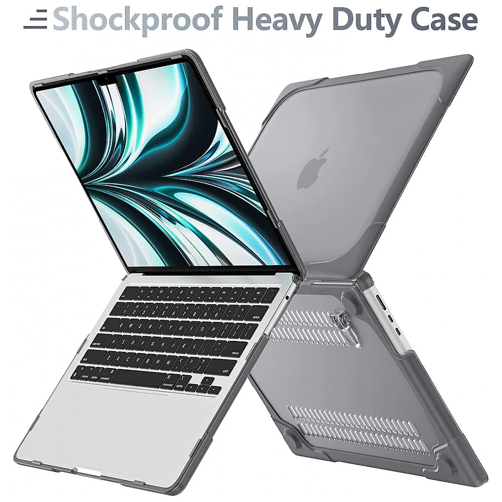 Capa Protetora Resistente a Choques para MacBook Air 13,6 polegadas - Modelo de Lançamento 2025 2024 2022 da Batianda, Cinza