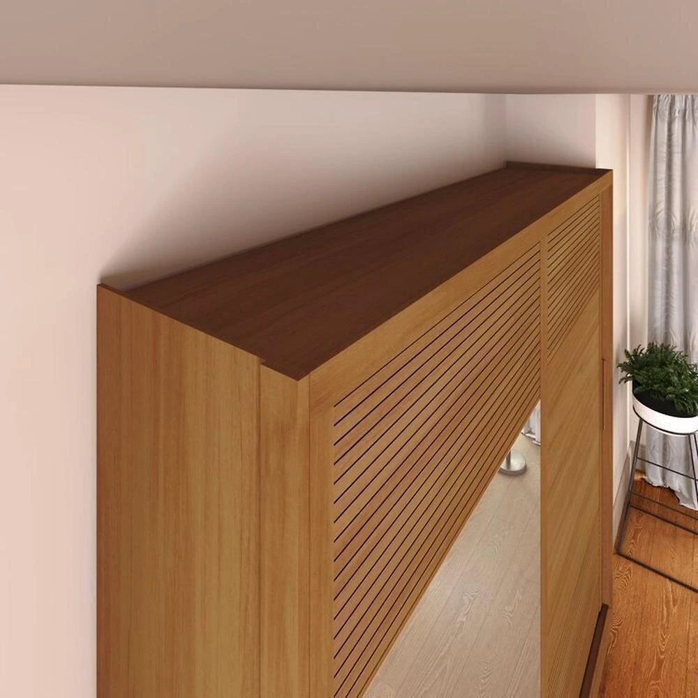 Quarto Casal com Guarda-Roupa 2 Portas de Correr, Cômoda e 2 Mesas de Cabeceira Malthus Nature