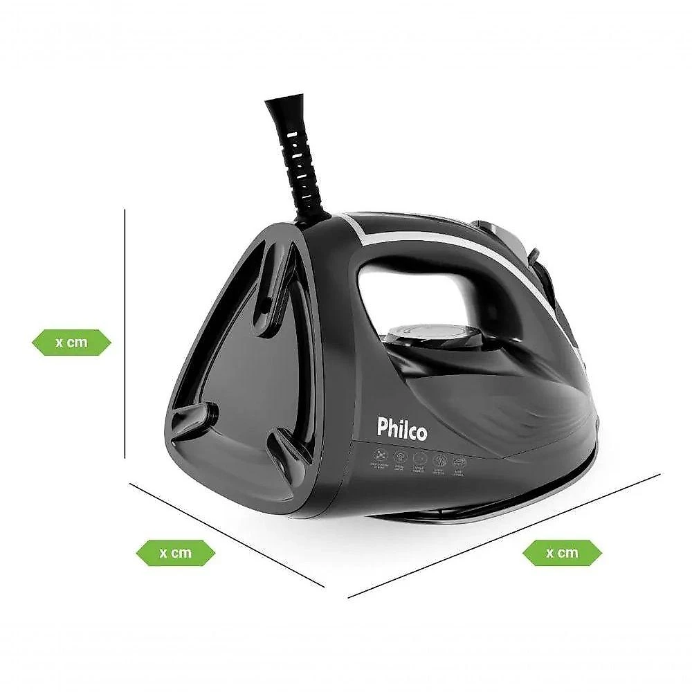 Ferro de Passar a Vapor Philco PFV70 Base Cerâmica Preto com Spray e Jato Extra 220V