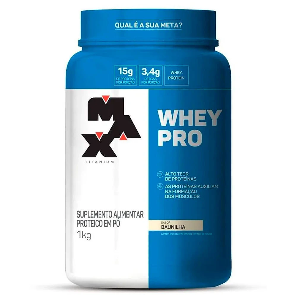 Miniatura Whey PRO Max Titanium Whey Protein e BCAA Sabor Baunilha 1Kg