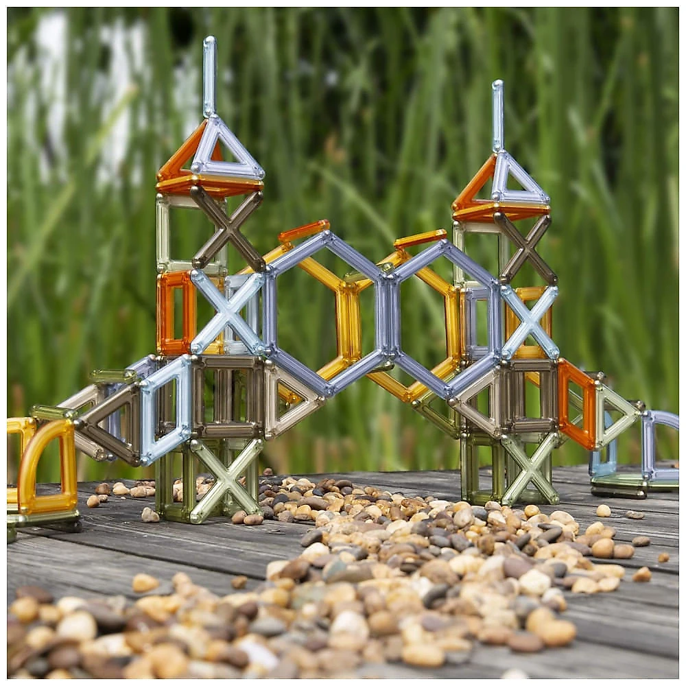 Conjunto de blocos magnéticos Guidecraft PowerClix Frames, 74 peças para construções geométricas 2D e 3D para Brincadeiras Criativas e Aprendizado