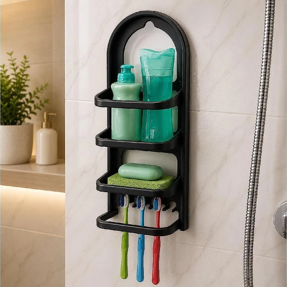 Porta Shampoo Prateleira Nitron Organizador de Parede com Gancho Preto Yeet