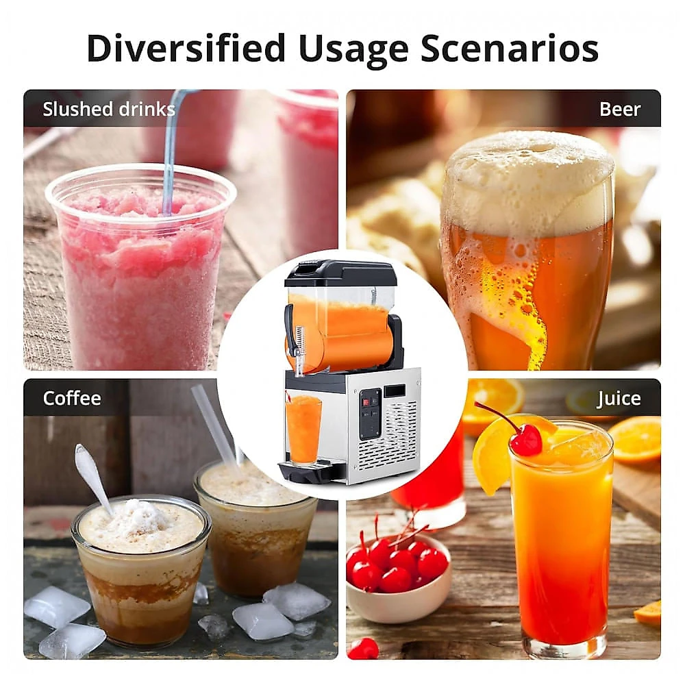 Máquina de Slush Raspadinha TrailBlaze Duplo Tanque 24L Frozen Comercial Inox Auto Limpeza