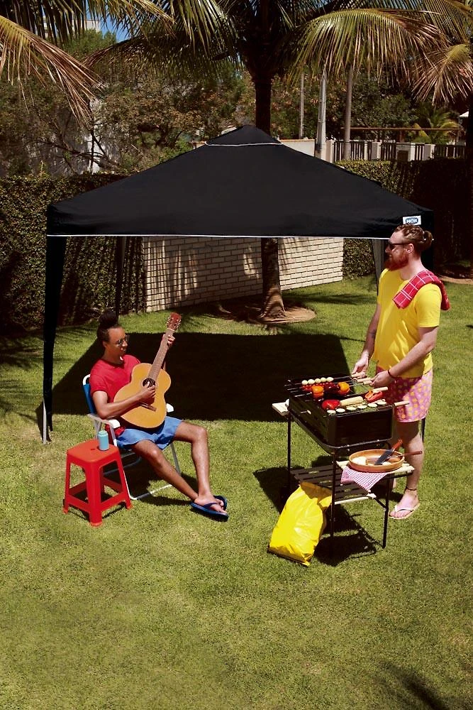 Tenda Gazebo Praia Dobrável Preta Sanfonada 3 x 3 M Mor