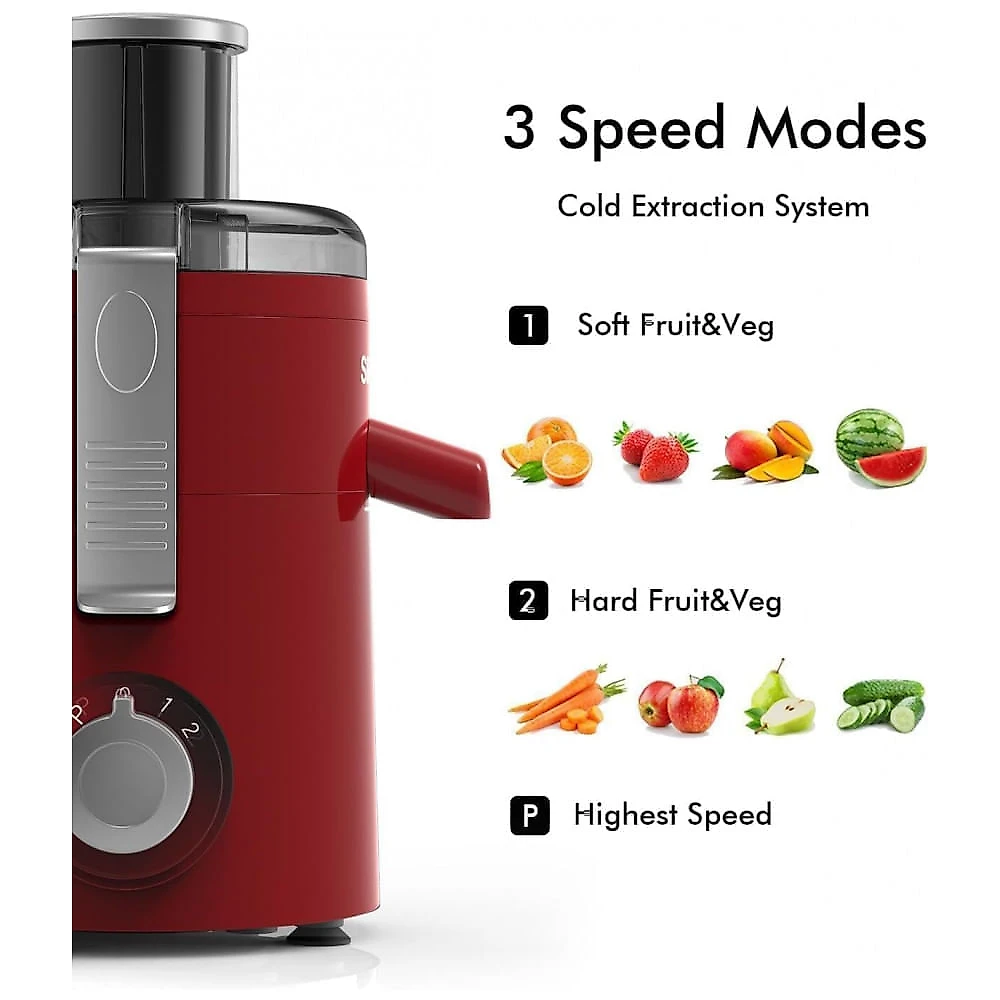 Centrífuga de Frutas de Alta Velocidade e Fácil Limpeza, 110V 350W, SiFENE, Vermelha