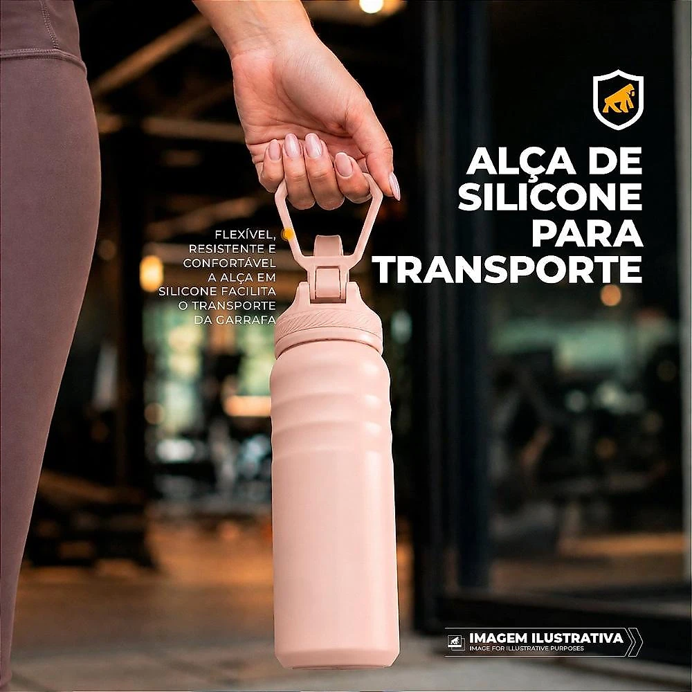 Kit Pochete Ultra Slim + Garrafa Térmica Rosa Aço inoxidável de Parede Dupla 700ml - Gshield
