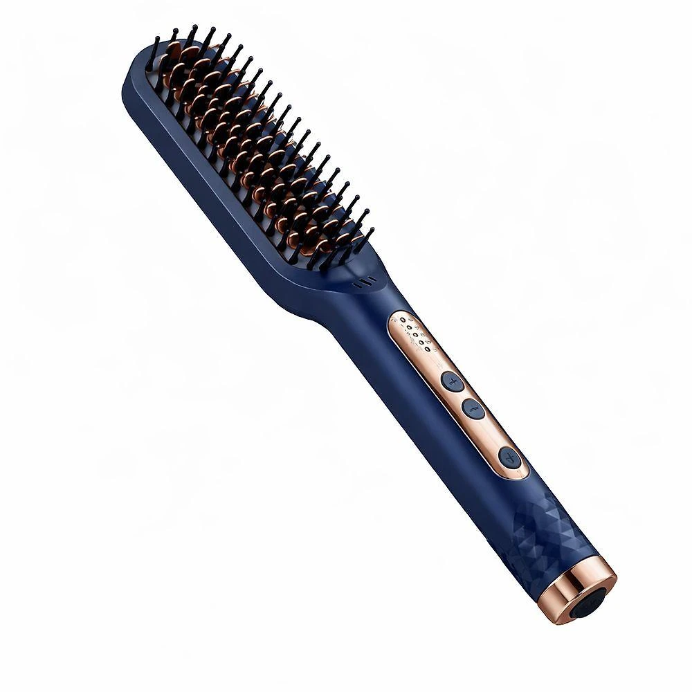 Escova Alisadora Elétrica Profissional Bivolt Anti-frizz Azul
