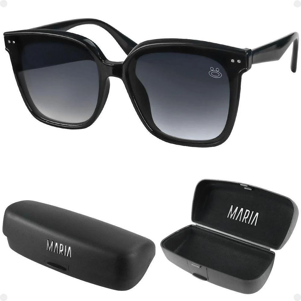 Oculos Sol Feminino Casual Vintage Proteção Uv + Case Quadrado Acetato Preto Verão Presente Original
