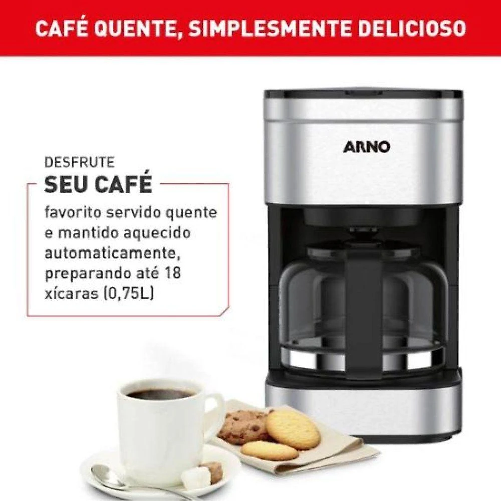 Cafeteira Elétrica Arno Preferita Inox 750ml Jarra Vidro 220V