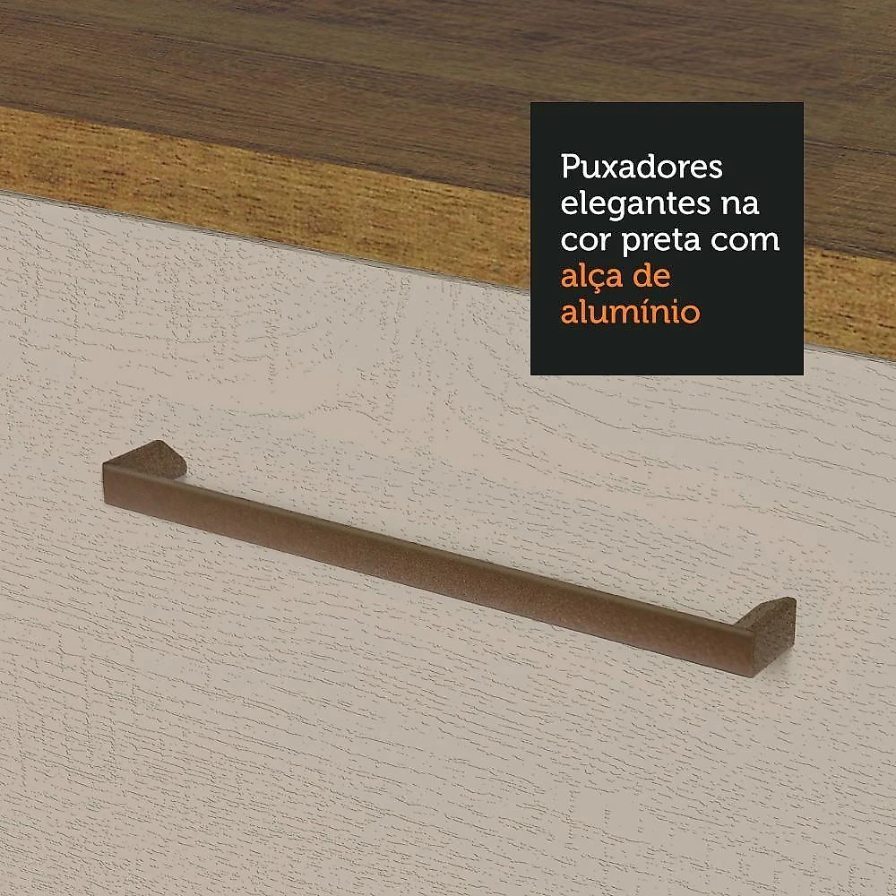 Kit Com 2 Balcões E 2 Armários Aéreos Multiuso 200cm Rustic/crema Agata Madesa Rustic/crema