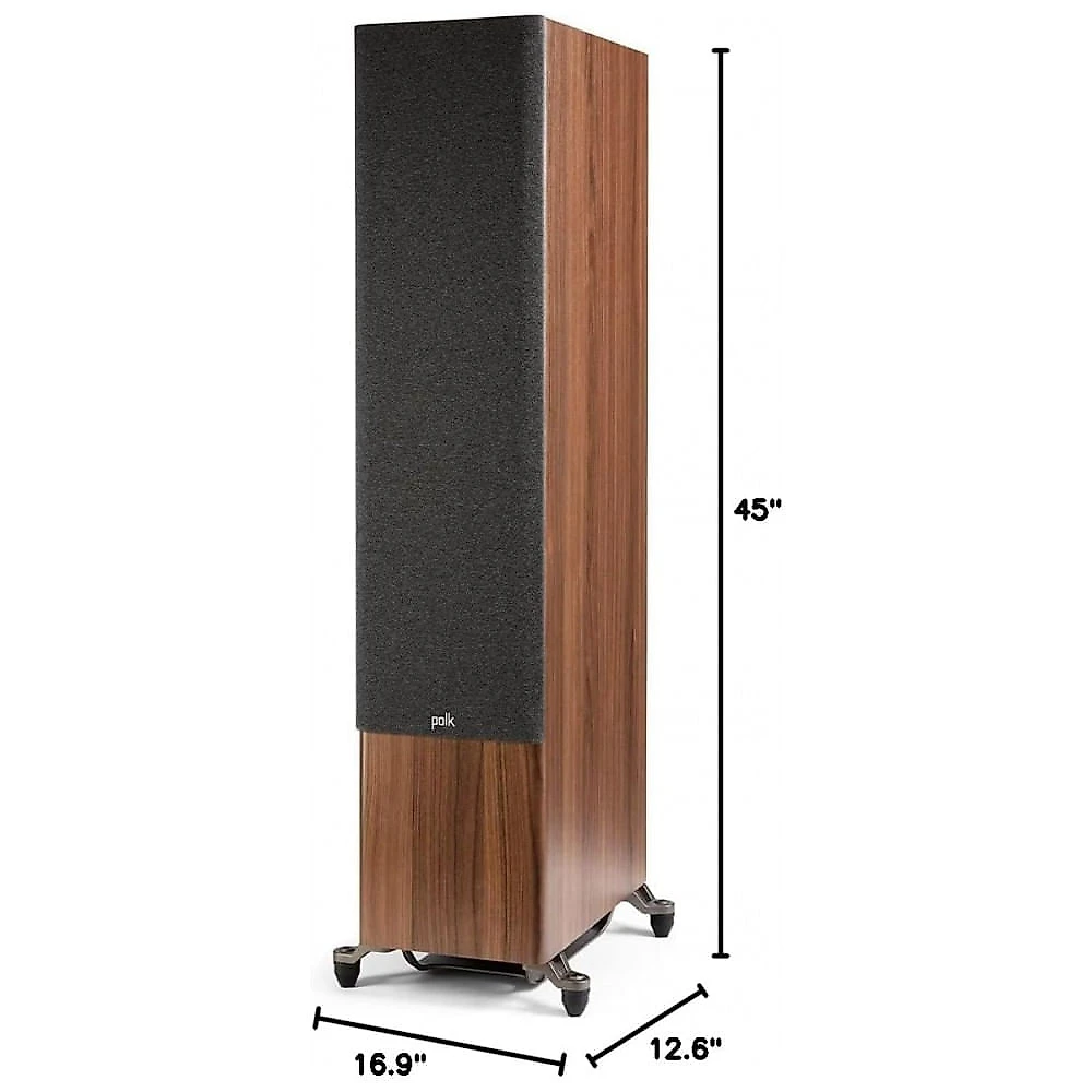 Caixa acústica torre Polk Audio Reserve R700 marrom, 3 vias, tweeter 25 mm, médio 165 mm, 2 woofers 203 mm, até 300 W, estéreo, Hi‑Res, Dolby Atmos