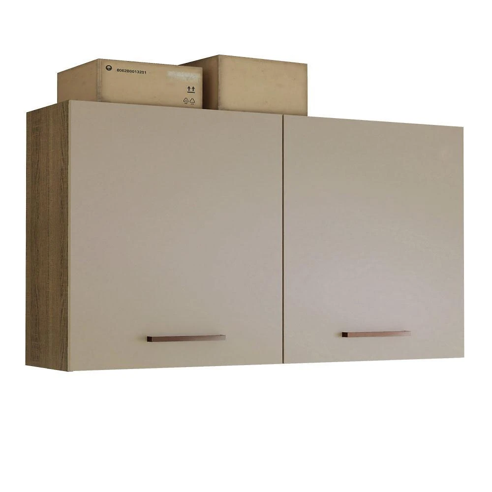 Armário aéreo multiuso 120cm 2 portas rustic/crema agata madesa